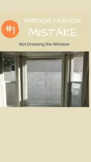 We’ve all seen our share of window treatment projects we’re not so sure about. The ones that make us shake our heads and ask, “What is this?!?” Scrolling on social media I see bad ideas, misplaced advice,  misinformation and just plain stupidness. Do you think you really think that you should hang a drapery using shower rings?Here are 10 common window fashion mistakes and how to avoid them.
#1 Not Dressing the Window
Window treatments often turn into a design challenge or major investment, but let’s face it: If you neglect your windows in favor of a different design focus, you’ll be left with a bare view. Every window needs some kind of dressing. Window fashions fill the blackhole; keep out heat or cold, control sunlight and most importantly finish off the room. After all I am WC pro; so it’s a cardinal sin not to treat windows in some way.
#windowdressings #levelup #windowfashionmistakes #oops