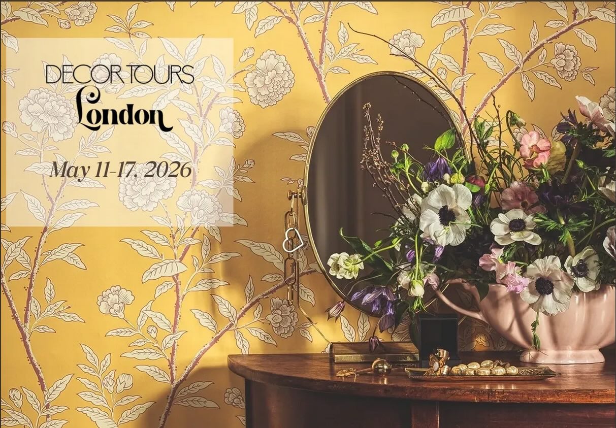 Join us on our Everyday Extraordinary London tour May 11 – May 17, 2026. We’ll explore London Craft Week, a journey-of-discovery of exceptional craftsmanship featuring hidden workshops and unknown makers alongside celebrated masters, famous studios, galleries, shops and luxury brands.
Over the past decade London Craft Week has grown into an international design event—an easier to manage Milan— with demos, workshops, studio visits, pop-up shows featured across the city.

The itinerary contains our signature Decor Tours mix of private appointments, exclusive access, amazing discoveries, and some exceptional surprises!
See what Everyday Extraordinary London is all about below; we know you’ll understand why we couldn’t wait to share it with you! Only 2 seats left.
▪     London Craft Week with inspiring creative experiences including demos, workshops, studio visits,and pop-up shows featured across the city.
▪     Portobello Road Antiques Market
▪     Afternoon Tea at one of London’s most fashionable spots
▪     A visit to the world-famous V&A, where the galleries will come to life.
▪     Hampton Court Palace with the option of taking a half-day class with an instructor from the Royal School of Needlework.
▪     Shopping at Harrod’s, Harvey Nichols and Liberty of London
▪     Pimlico Road Design District
#decortours #londoncraftweek #everydayextraordinarylondon